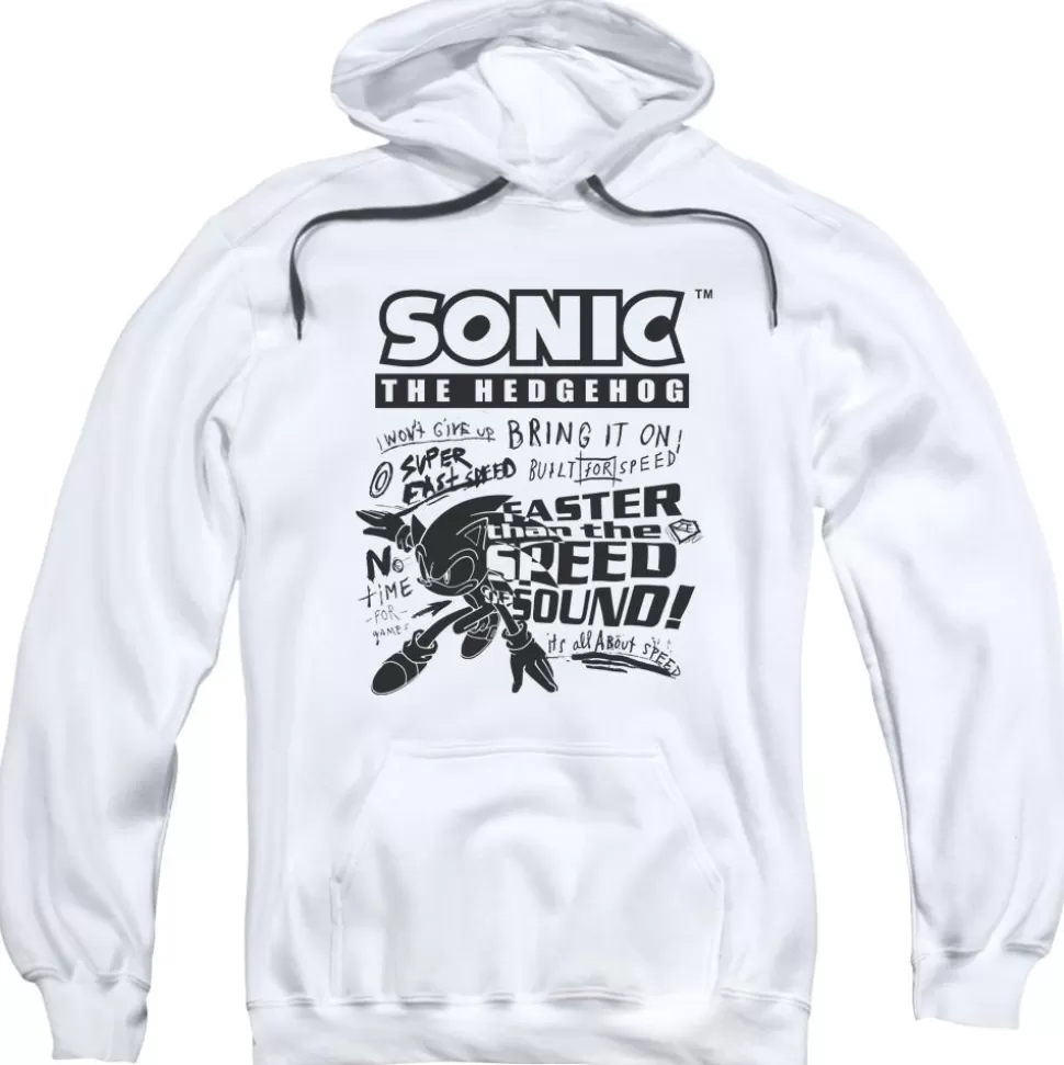 Colorless Motion Sonic Sketch White Pull-Over Hoodie>SEGA Cheap