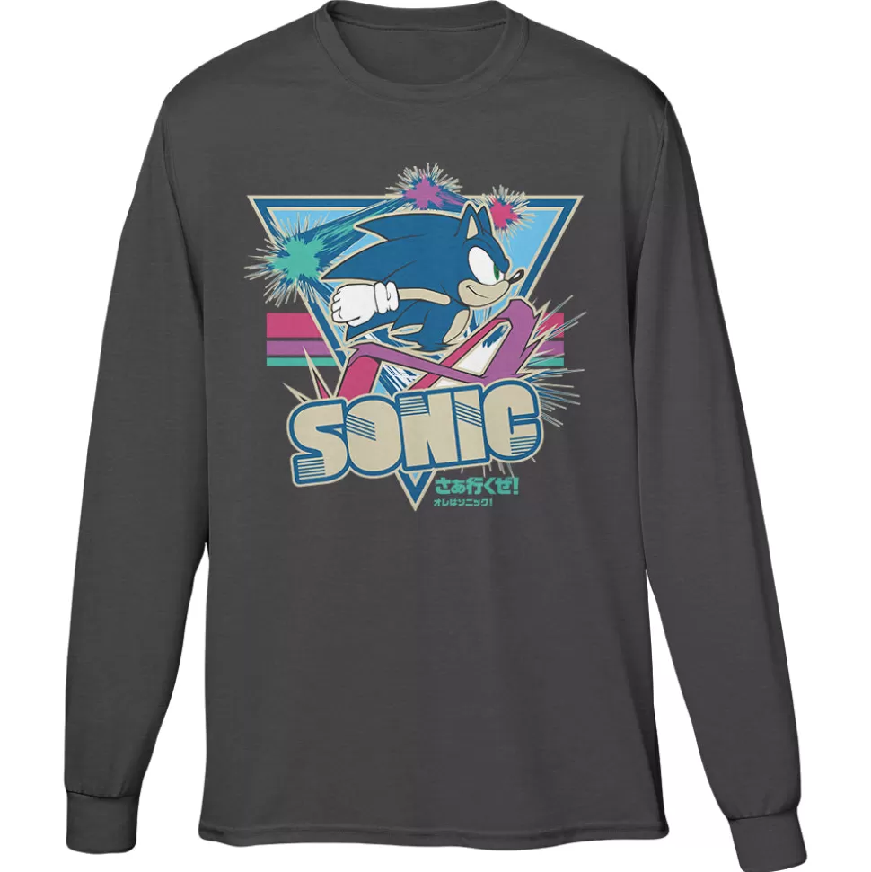 Sonic the Hedgehog Retro Running Sparks Gray Long Sleeve Tee>SEGA Store